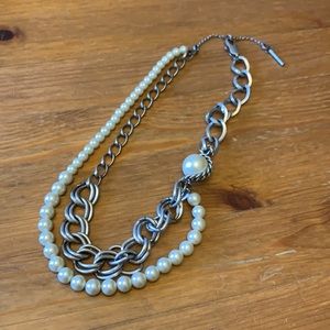 Kenneth Cole Pearl and Metal Chain link Necklace